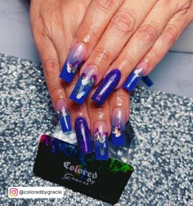 Blue And Purple Butterfly Nails