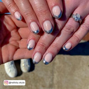 Blue And Silver French Tip Nails