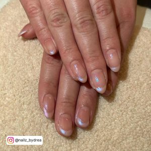 Blue Chrome French Tip Nails