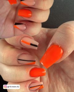 Bright Coral Orange Nails