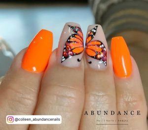 Bright Orange Acrylic Nail Designs