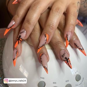 Bright Orange Halloween Nails