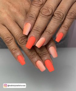 Bright Orange Matte Nails