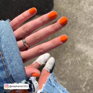 Bright Orange Nails Short