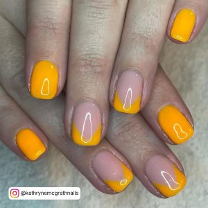Bright Orange Nails Short