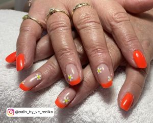 Bright Orange Tip Nails