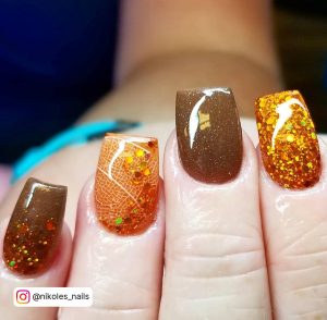Brown And Burnt Orange Nails
