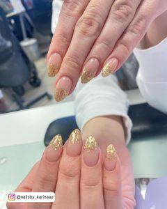 Brown And Gold Ombre Nails