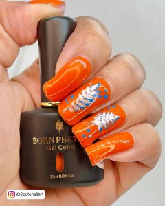 Brown And Orange Fall Nails