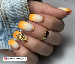 Brown And Orange Ombre Nails