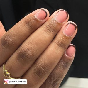 Brown And Pink French Nails