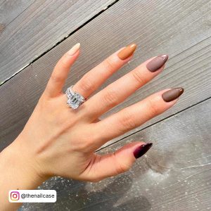 Brown And Pink Ombre Nails