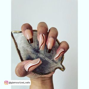 Brown And White French Tip Nail Designs