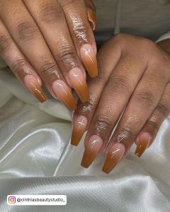 Brown And White Ombre Acrylic Nails