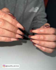 Brown French Nails Short