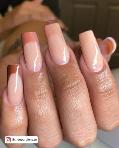 Brown French Ombre Nails