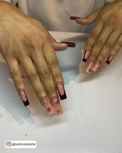 Brown French Tip Almond Nails