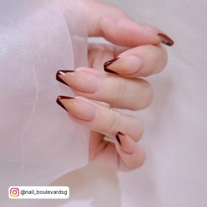 Brown French Tip Nails Short