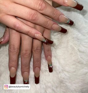 Brown French Tip Nails Square Short