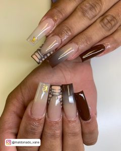 Brown Glitter Ombre Nails