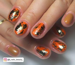 Brown Nails With Orange