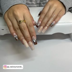 Brown Ombre Nails Short