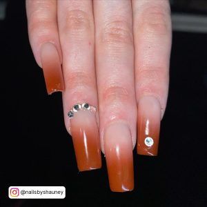 Brown Ombre Short Nails