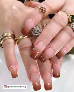 Brown Pink Ombre Nails