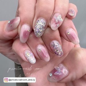 Butterfly Acrylic Nails Short