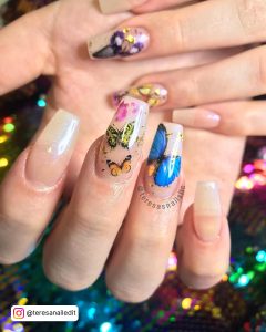 Butterfly Coffin Nail Designs