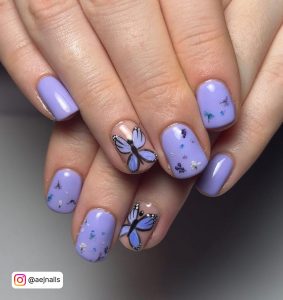 Butterfly Nails Short Purple