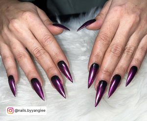 Chrome Over Purple Nails