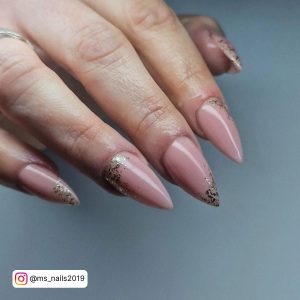 Clear Nude And Gold Nails