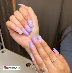 Coffin Acrylic Nails Lavender