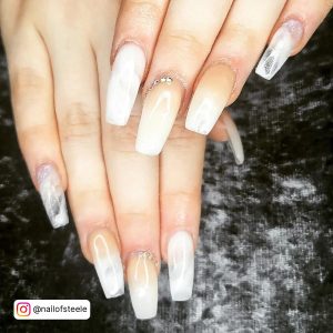 Coffin Nude Ombre Nails