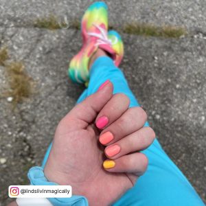 Coffin Summer Ombre Nails
