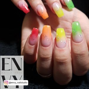 Colored Ombre Acrylic Nails