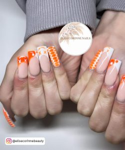 Cute Orange Acrylic Nails
