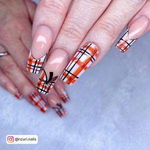 Cute Orange Halloween Nails