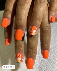 Cute Short Orange Nails