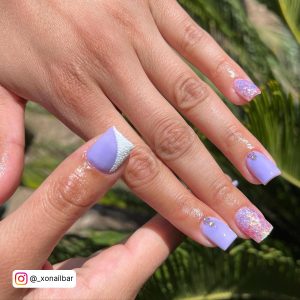 Cute Short Purple Nails