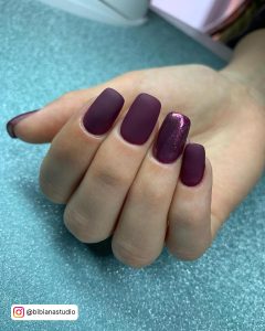 Dark Matte Purple Nails