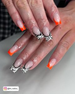 Dark Orange French Tip Nails