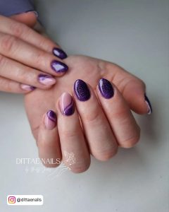 Dark Purple Nails With Design