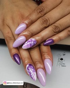 Dark Purple Purple Marble Nails