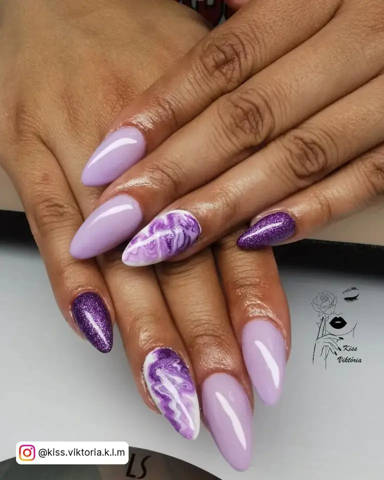 Dark Purple Purple Marble Nails