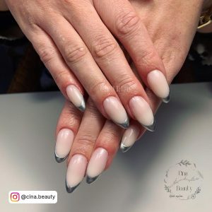Diffefent Chrome French On Back Of Nails In Bronzs Color