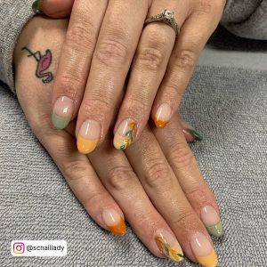 Fall Color French Tip Nails