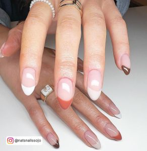 Fall French Tip Almond Nails