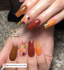 Fall Nails Orange And Brown